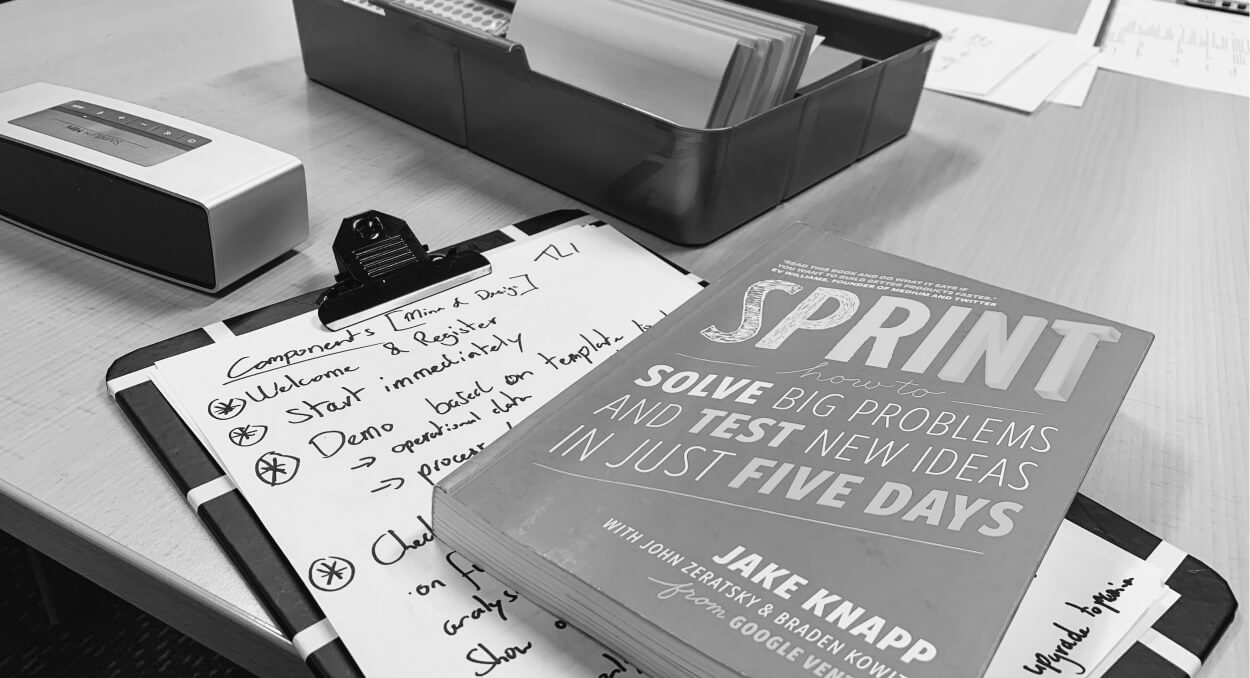 Design Sprint of Jake Knapp book laying on table